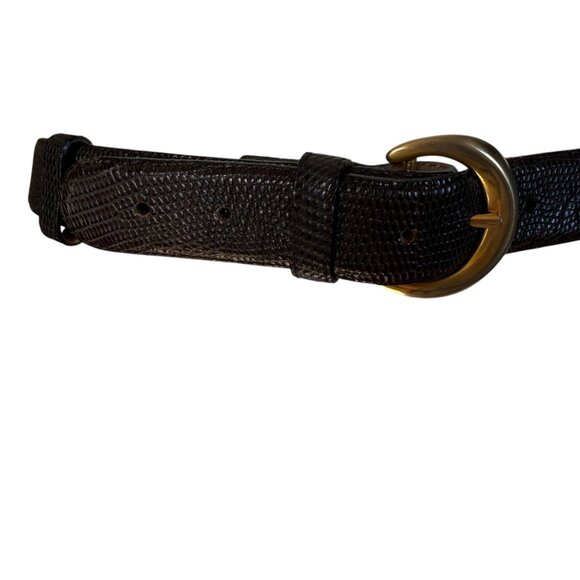 Donna Karan vintage brown genuine lizard adjustable belt women\'s size small main image 6